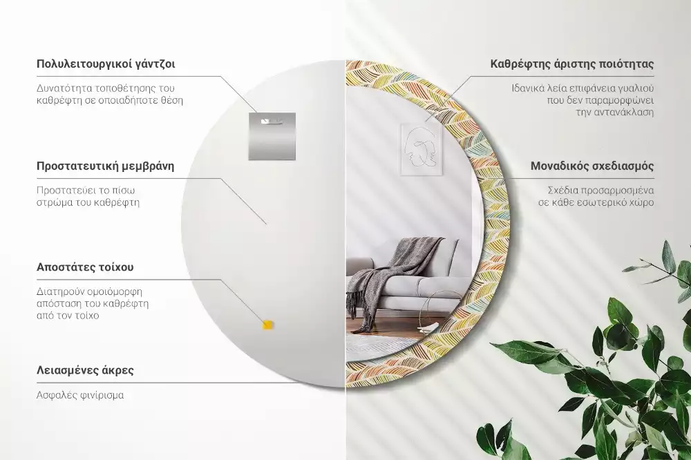 Kerek díszes tükör Absztrakt