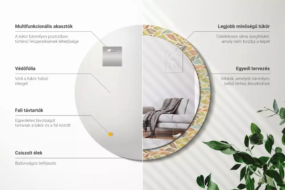 Kerek díszes tükör Absztrakt