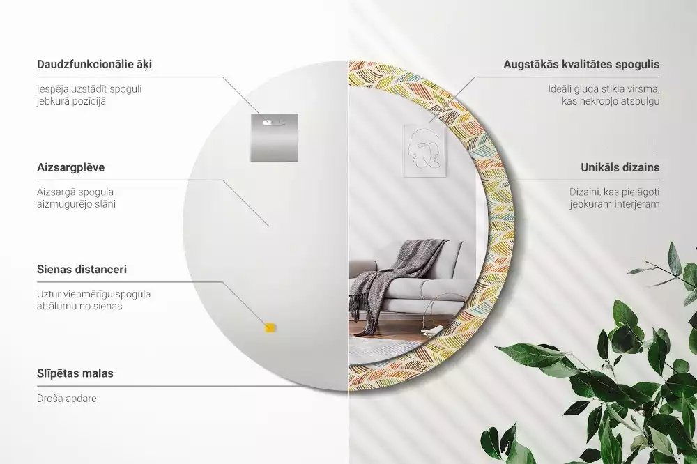 Kerek díszes tükör Absztrakt