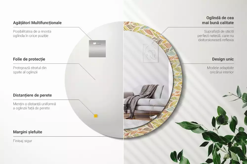 Kerek díszes tükör Absztrakt