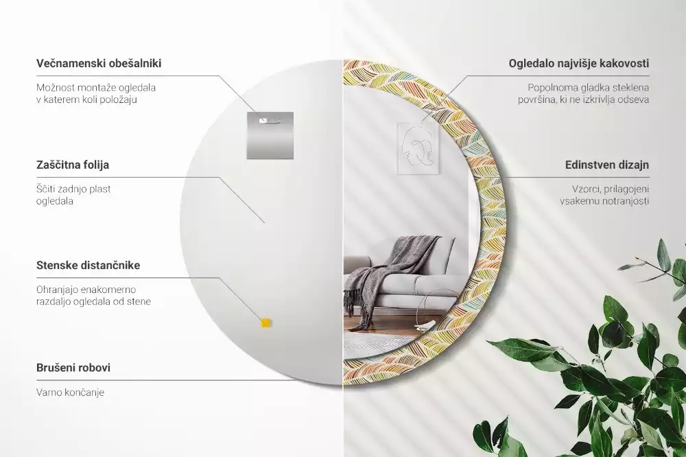 Kerek díszes tükör Absztrakt