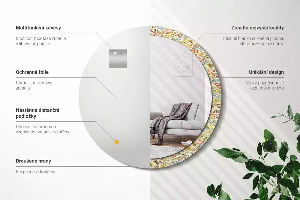 Kerek díszes tükör Absztrakt