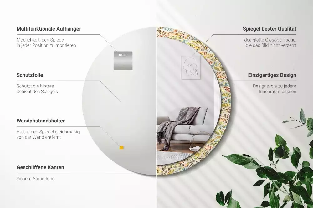 Kerek díszes tükör Absztrakt