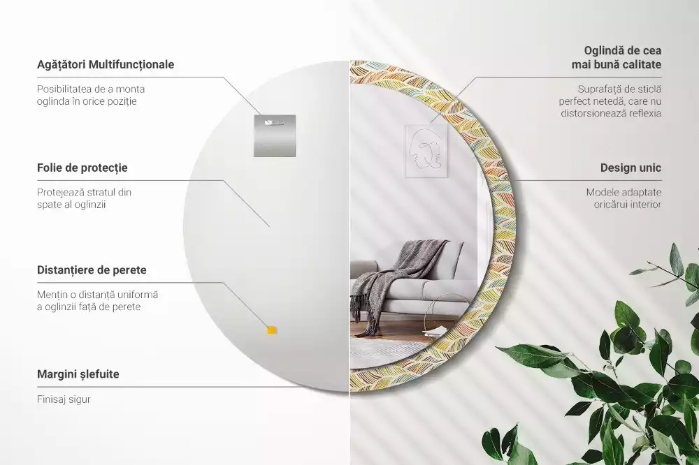 Kerek díszes tükör Absztrakt