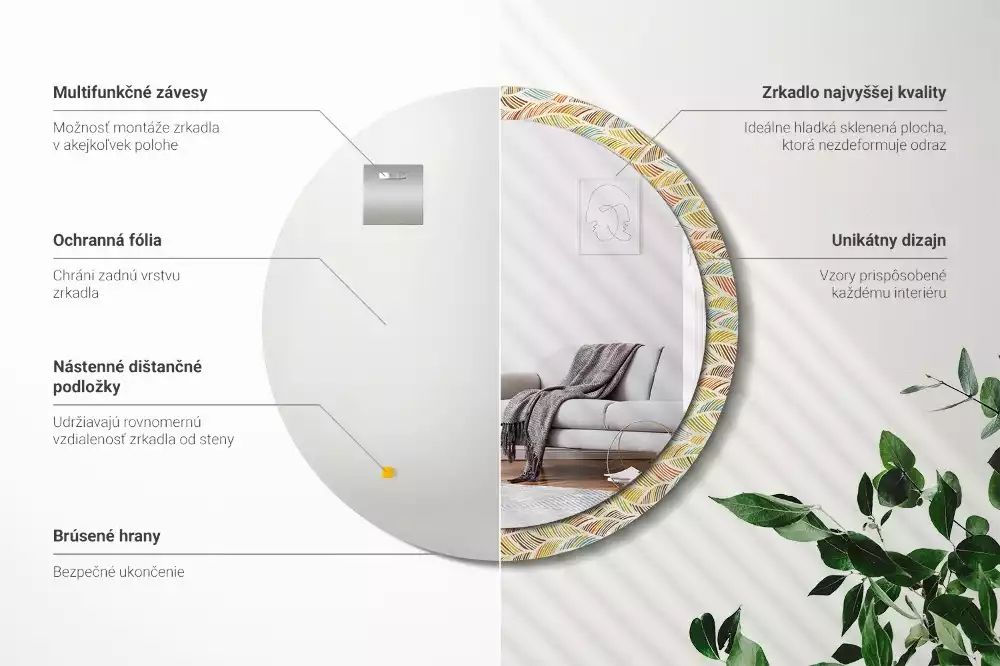 Kerek díszes tükör Absztrakt