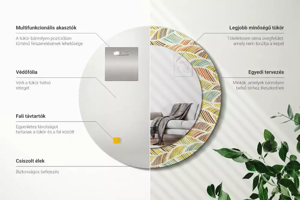 Kerek díszes tükör Absztrakt