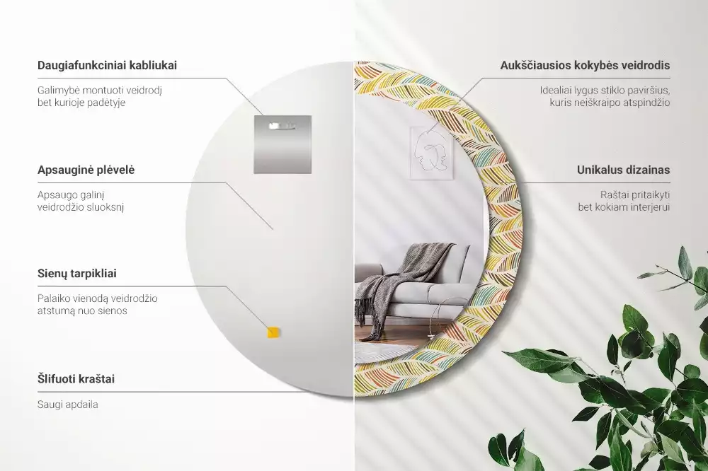 Kerek díszes tükör Absztrakt