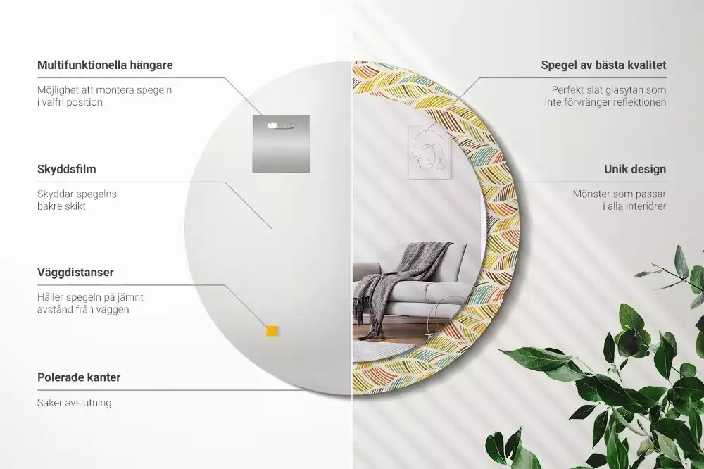 Kerek díszes tükör Absztrakt