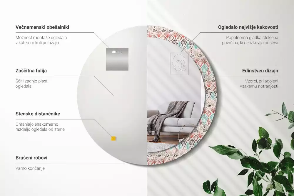 Kerek díszes tükör Etnikai minta