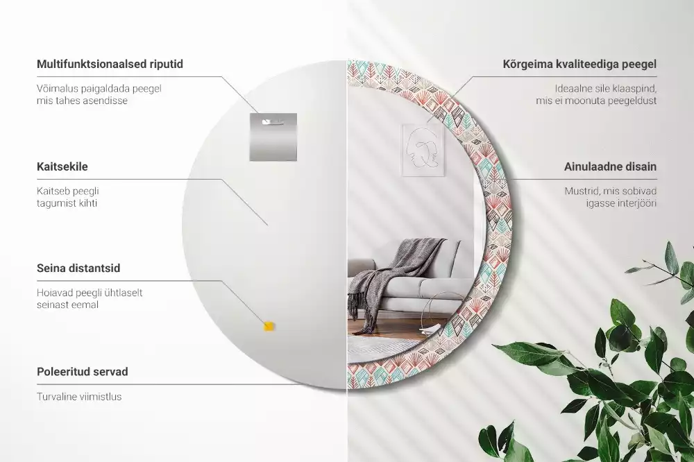 Kerek díszes tükör Etnikai minta