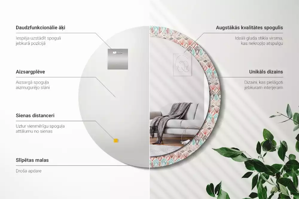 Kerek díszes tükör Etnikai minta