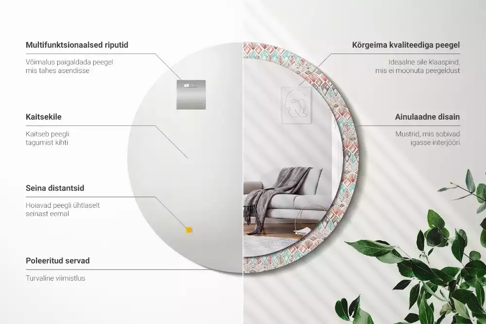 Kerek díszes tükör Etnikai minta