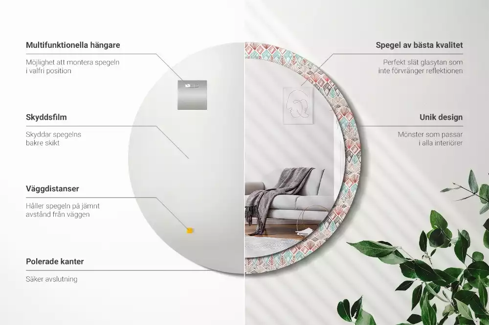 Kerek díszes tükör Etnikai minta