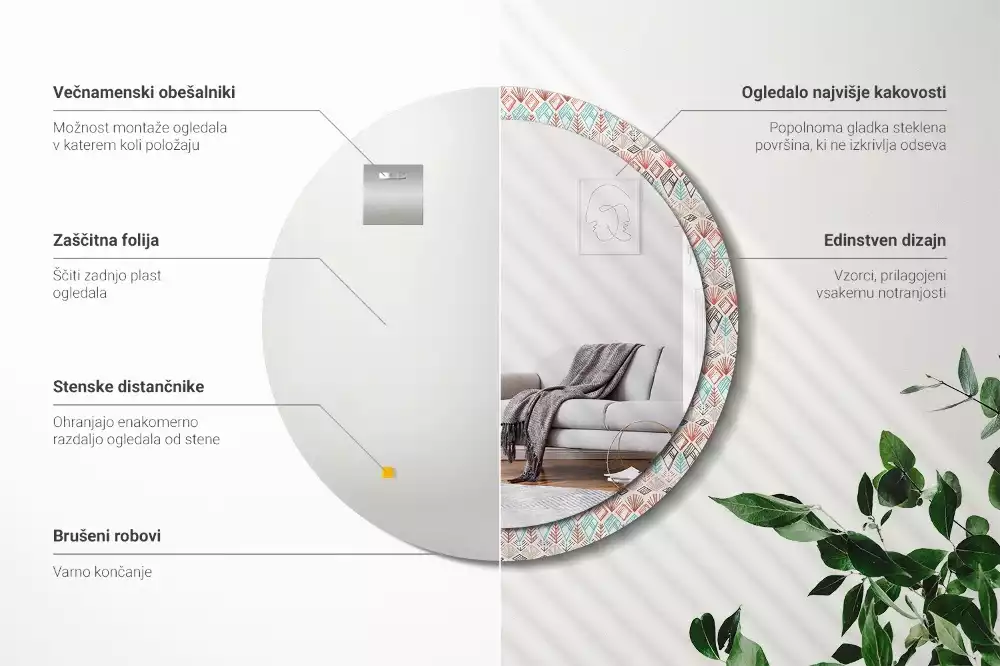 Kerek díszes tükör Etnikai minta