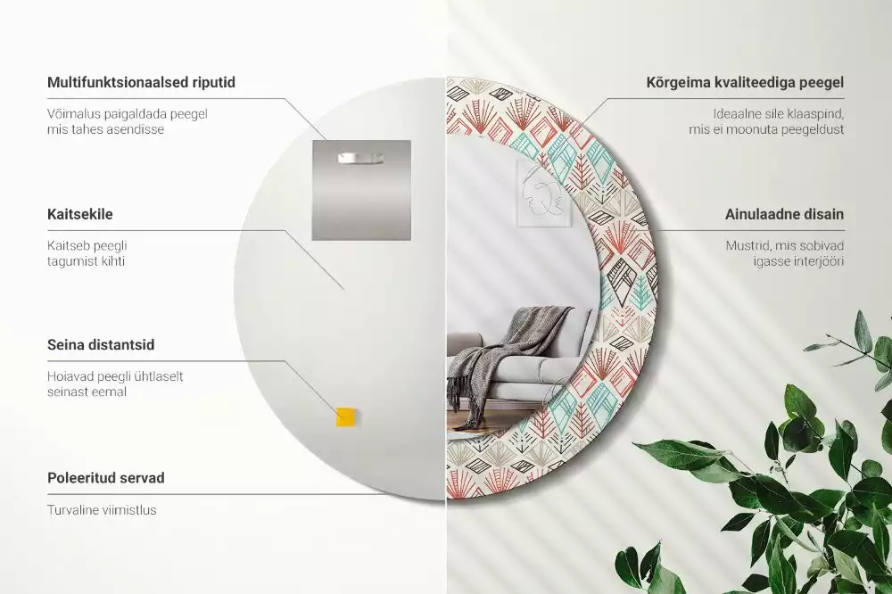 Kerek díszes tükör Etnikai minta