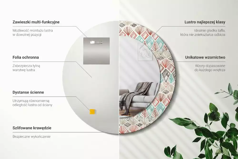 Kerek díszes tükör Etnikai minta