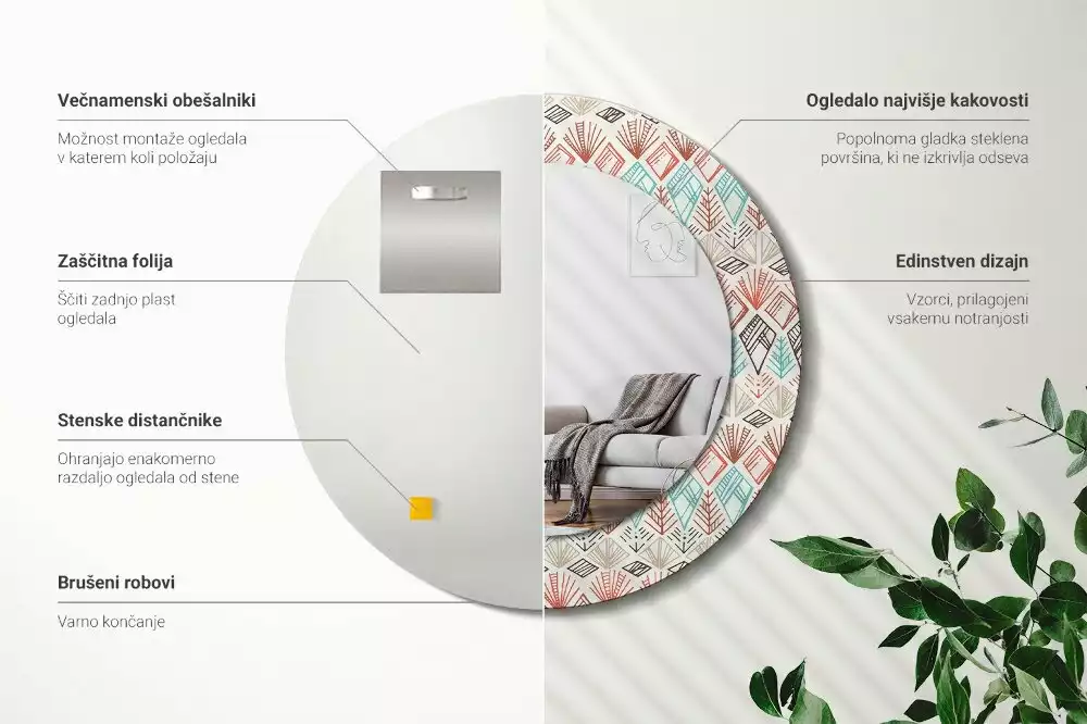 Kerek díszes tükör Etnikai minta