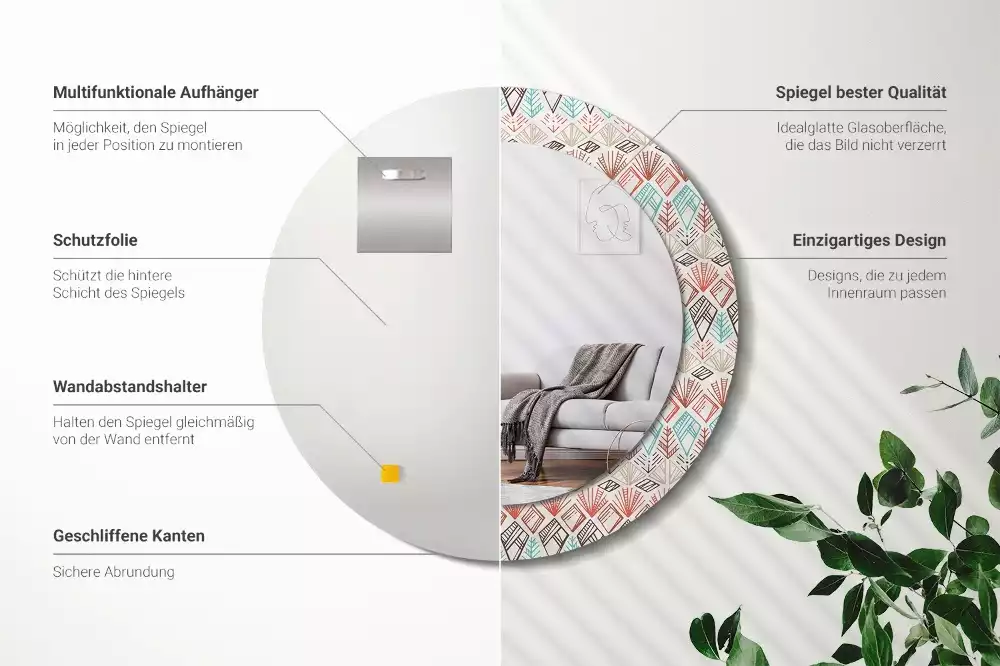 Kerek díszes tükör Etnikai minta