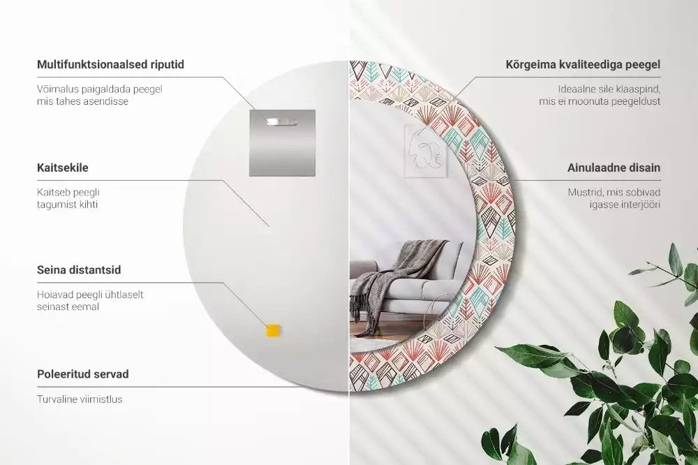 Kerek díszes tükör Etnikai minta