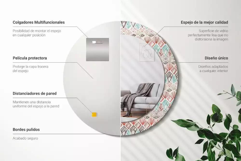 Kerek díszes tükör Etnikai minta