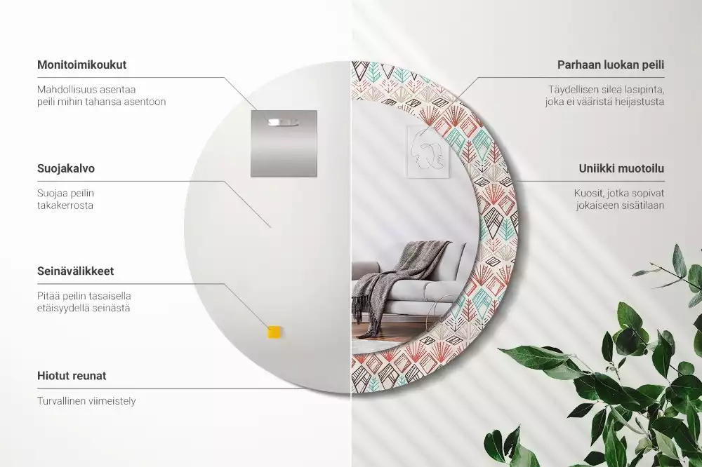 Kerek díszes tükör Etnikai minta