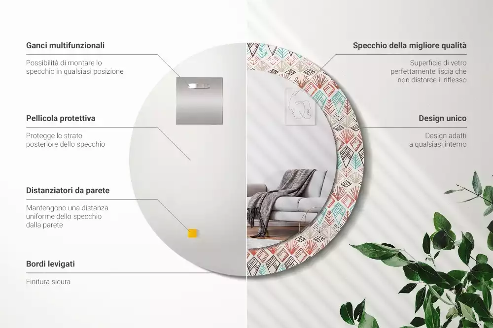 Kerek díszes tükör Etnikai minta