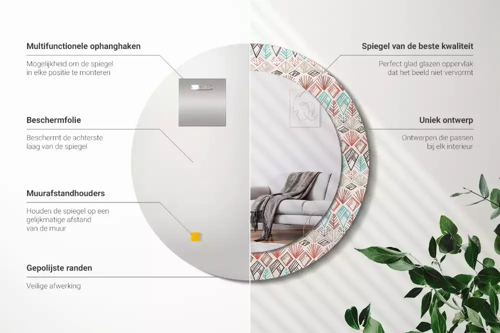 Kerek díszes tükör Etnikai minta