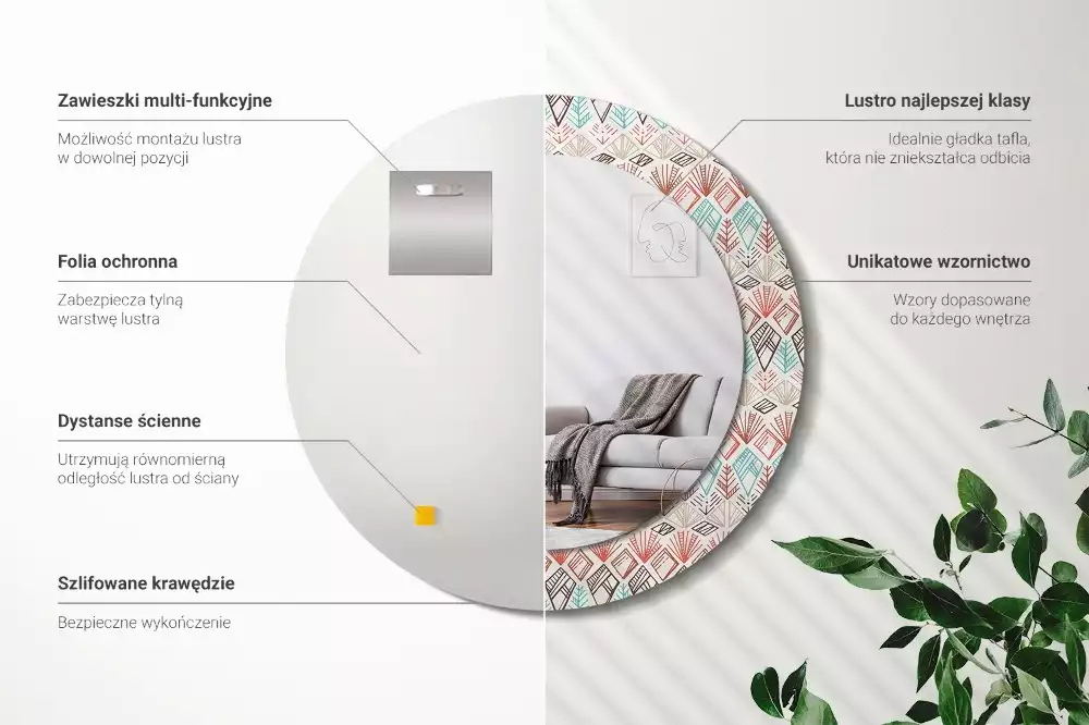 Kerek díszes tükör Etnikai minta