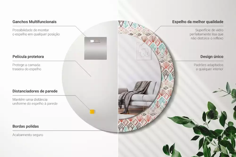 Kerek díszes tükör Etnikai minta