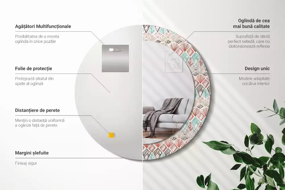 Kerek díszes tükör Etnikai minta