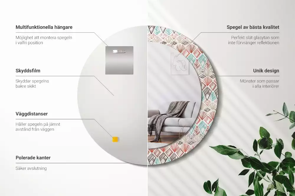 Kerek díszes tükör Etnikai minta