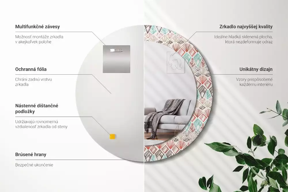 Kerek díszes tükör Etnikai minta