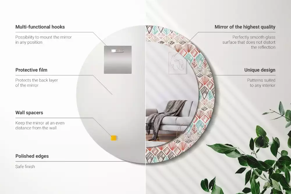 Kerek díszes tükör Etnikai minta