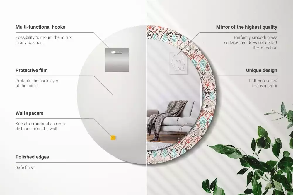 Kerek díszes tükör Etnikai minta