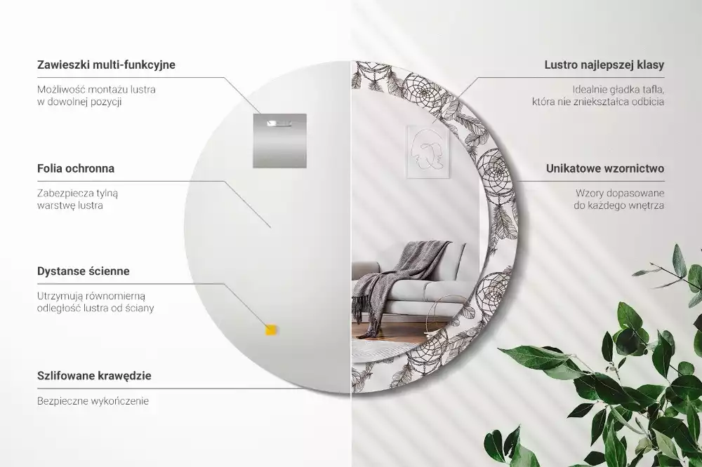 Kerek díszes tükör Álomfogó