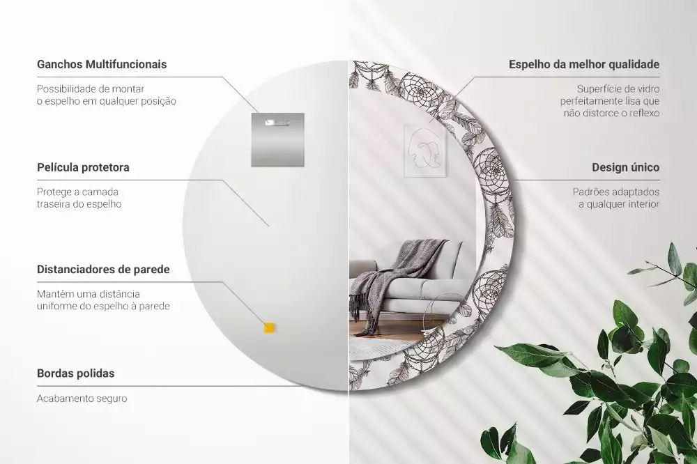 Kerek díszes tükör Álomfogó