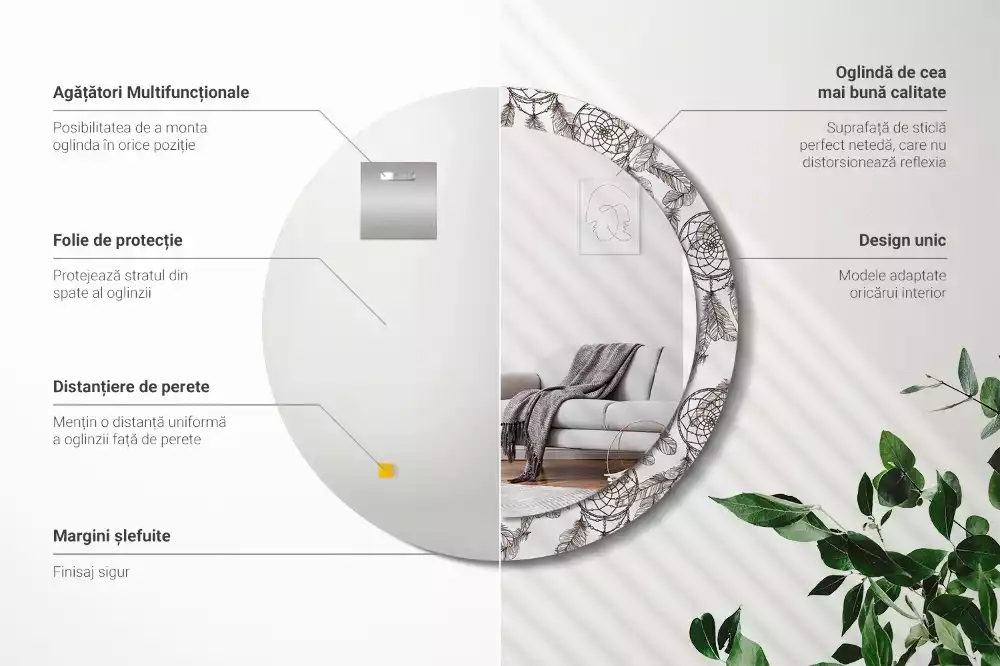 Kerek díszes tükör Álomfogó