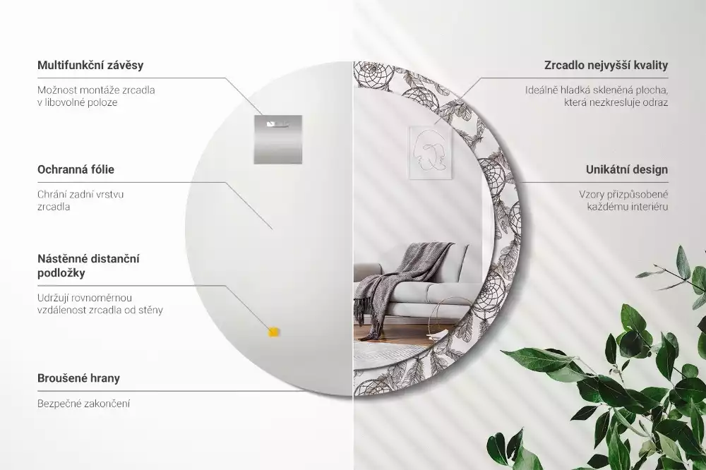 Kerek díszes tükör Álomfogó