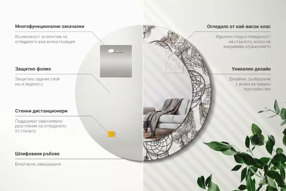 Kerek díszes tükör Álomfogó