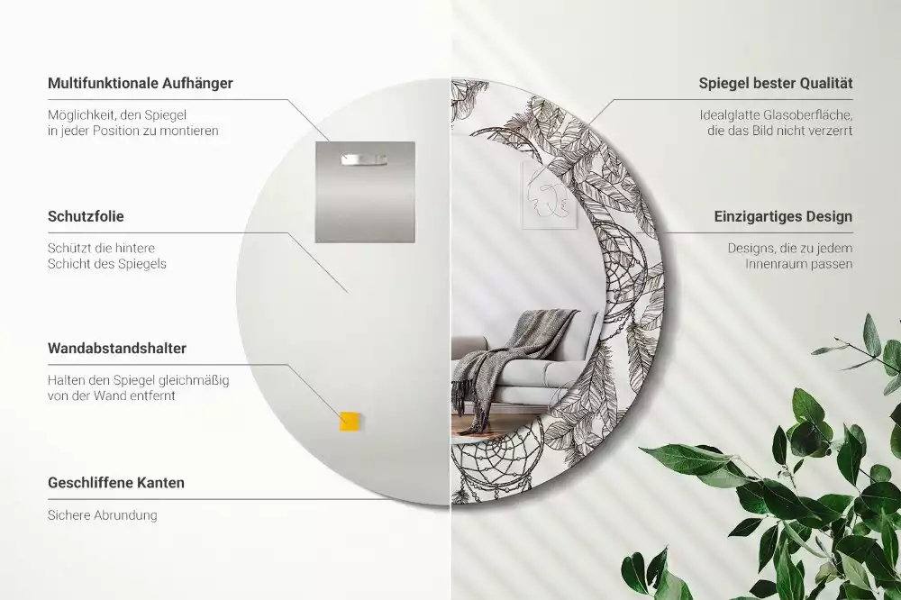 Kerek díszes tükör Álomfogó