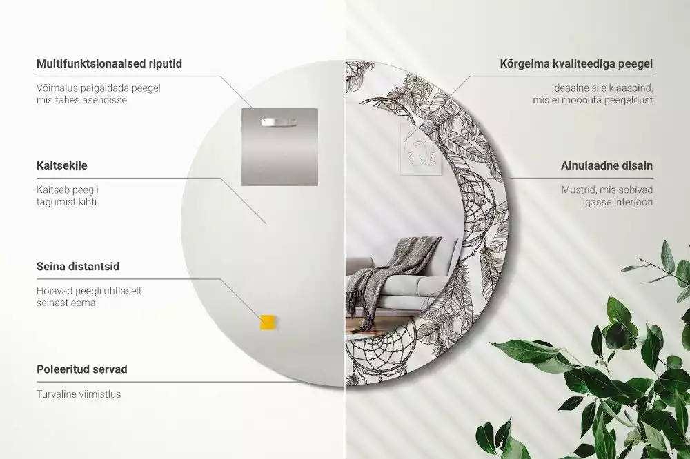 Kerek díszes tükör Álomfogó