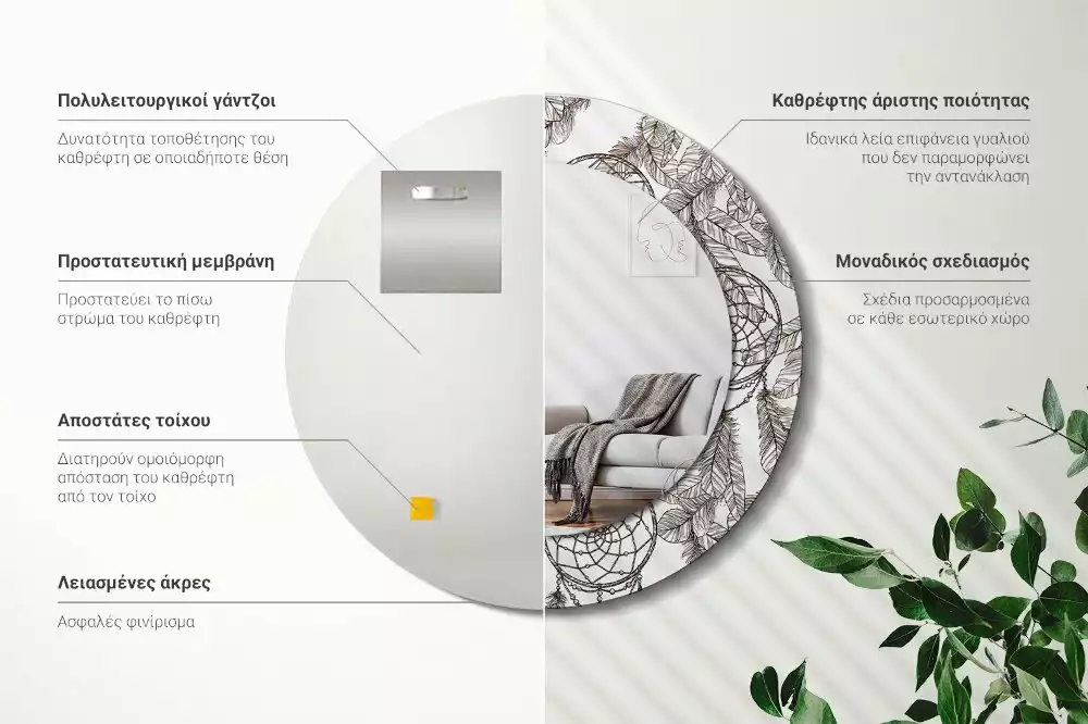 Kerek díszes tükör Álomfogó