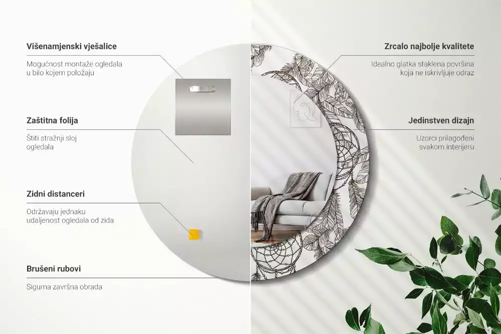 Kerek díszes tükör Álomfogó