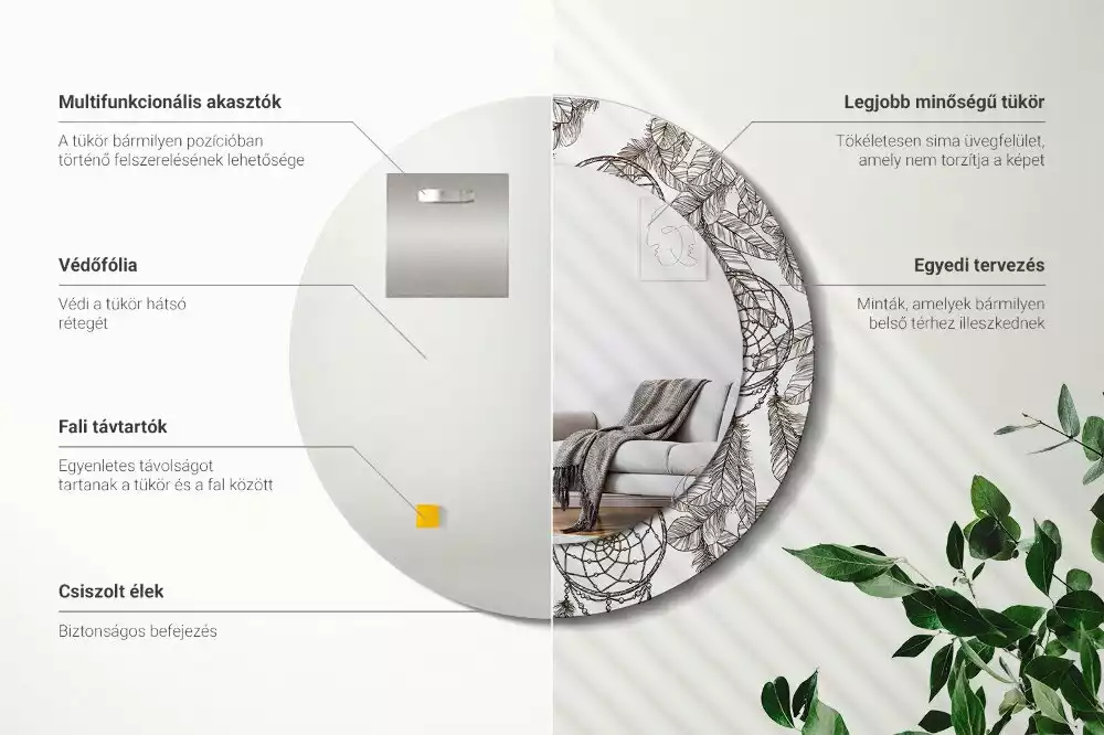 Kerek díszes tükör Álomfogó