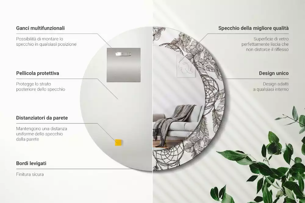 Kerek díszes tükör Álomfogó