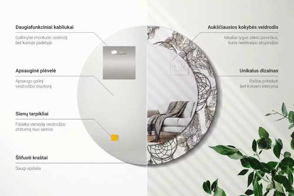 Kerek díszes tükör Álomfogó