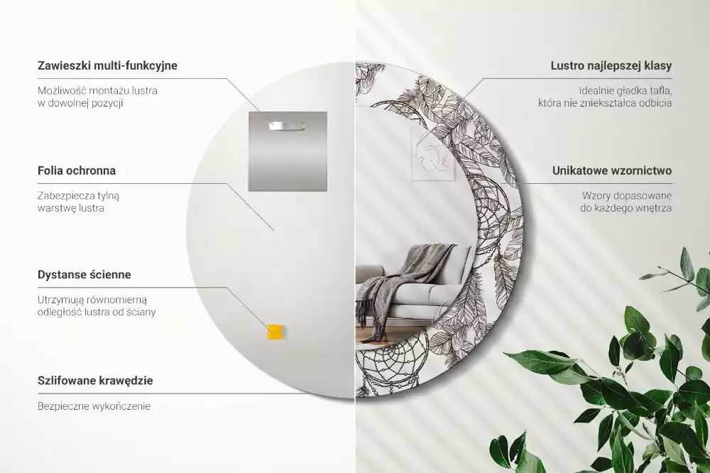 Kerek díszes tükör Álomfogó