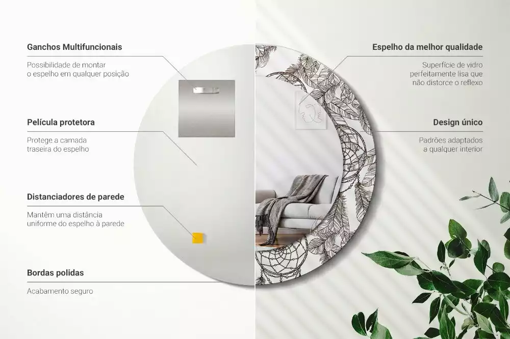 Kerek díszes tükör Álomfogó