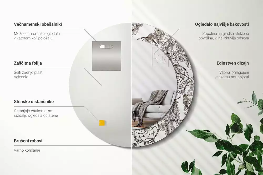 Kerek díszes tükör Álomfogó