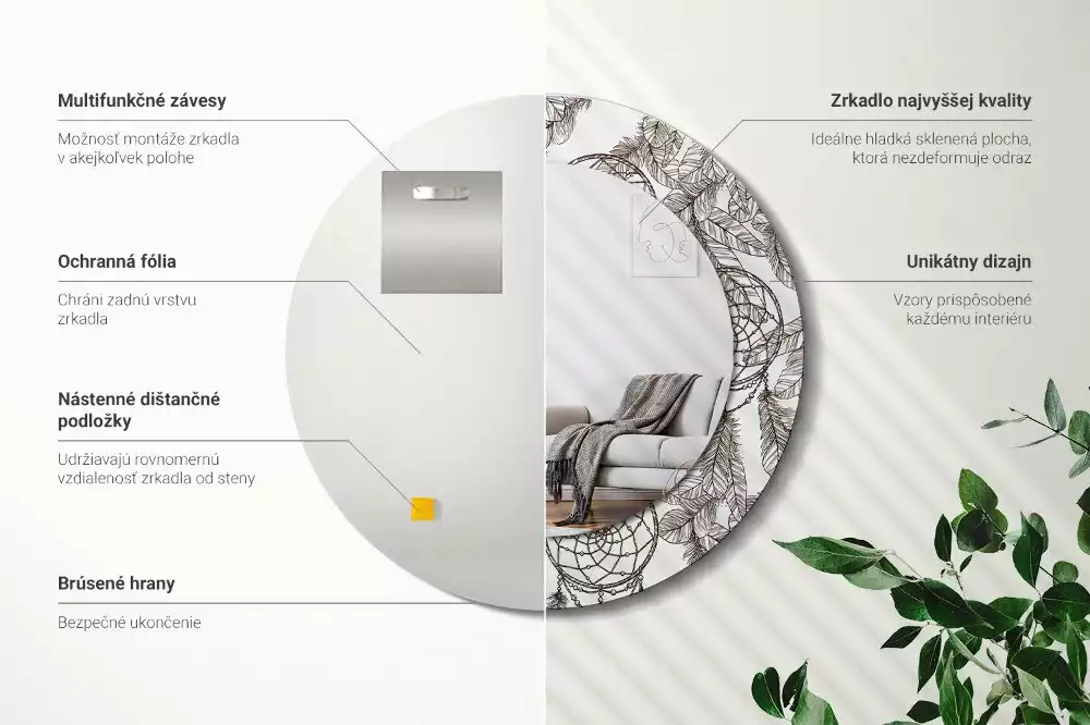 Kerek díszes tükör Álomfogó